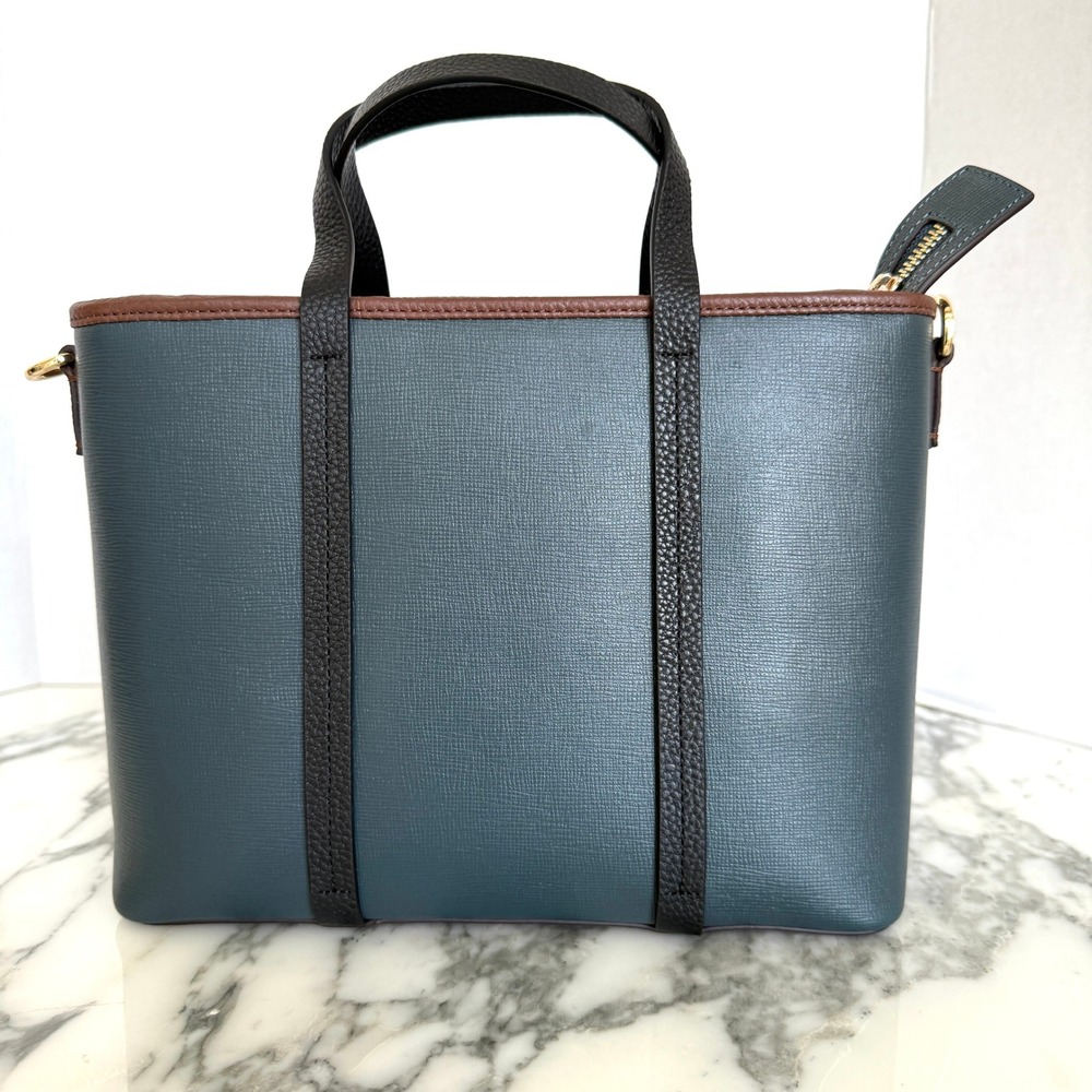 Radley London Templeton Place Blue/Brown leather Small Ziptop Grab Crossbody Bag - Picture 8 of 16